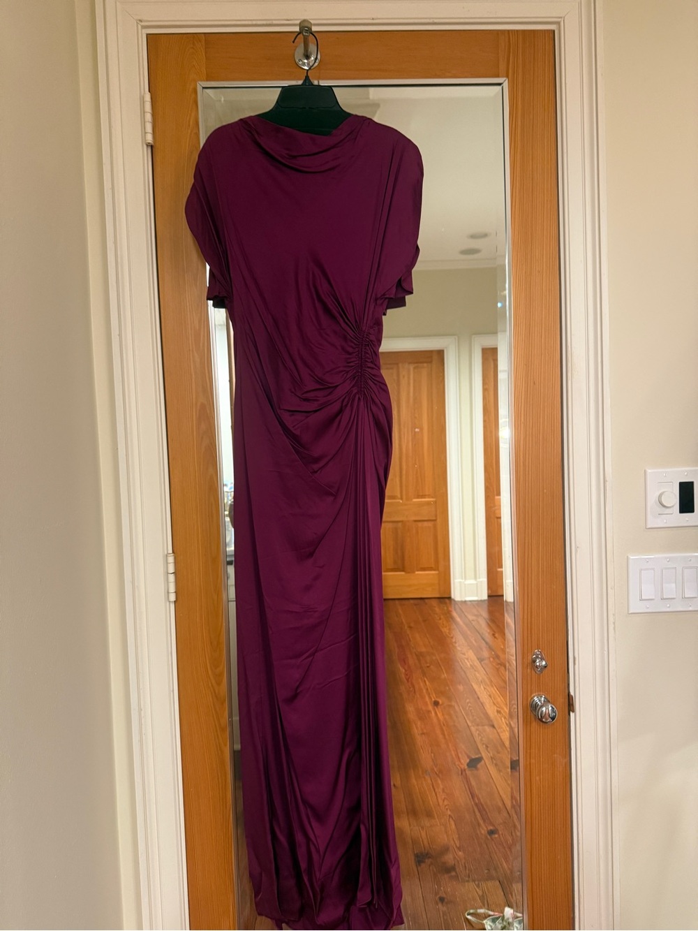 NWT A.L.C. Nadia Ruched Maxi Gown in Jewel Plum - Picture 2 of 4